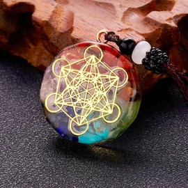 Collar Dije Orgonita Con Metatron Geometría Sagrada Meditación y protección espiritual Amuleto de Energía