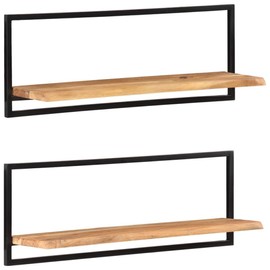 Casafoyer Wall Shelves 2 pcs 39.4"x9.4"x13.8" Solid Wood Acacia and Steel
