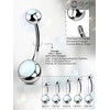 OUFER 14G Belly Button Piercing Titanium Piercing Navel Long Short