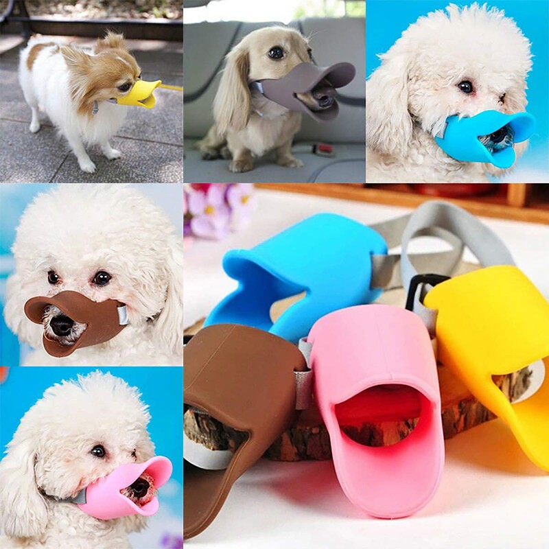 Dog Muzzles Anti Bite Silicone Duck-Bill Duck Mouth Shape Dog