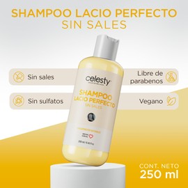 CELESTY | Shampoo sin Sulfatos y Parabenos - Shampoo Lacio Perfecto | Con Biotina, Romero y Cola de Caballo - Vegano Ideal para el Cuidado del Cabello Limpio y Saludable | 250ml