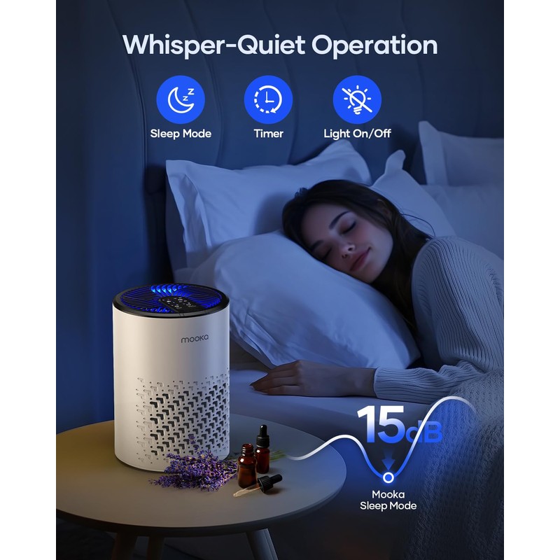 Air Purifiers for Bedroom Home, MOOKA HEPA Air Purifier for
