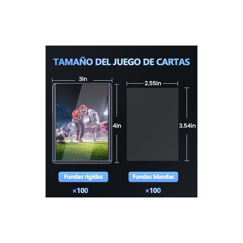 200 hojas Fundas para tarjetas de carga superior de 3