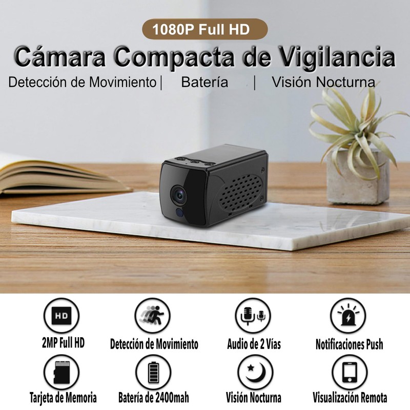 ZINKER Camara Espia WiFi Full HD 1080p Visión Nocturna Micrófono