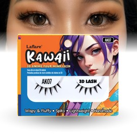 Laflare Kawaii 3D Anime Faux Mink Lash | Manga Lashes | Japanese Style Cosplay Lashes | Spiky 8D Wispy False Eyelashes Full Strip Doll Lashes. (AK07)