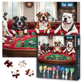Puzzle 1000 Pieces - Cute Dogs Playing Poker in Casino 1000 Puzzle, Skill Game for the Whole Family, Adult Puzzle from 6 Years, Finished Size 50 x 70 cm