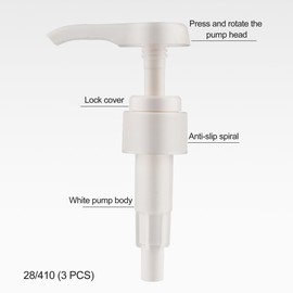 Pack of 3 Dosing Pump 1 L Syrup for Best Body Nutrition, Best Body Nutrition Dosing Pump, Syrup Dispenser Reusable, Pump Head for Shampoo Conditioner, for 28/410 Thread Container Bottle (1 L)