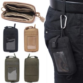 Unbranded Tactical Card Holder Wallet Key Waist Bag Nylon Hiking Outdoor Belt Molle Pouch - Black