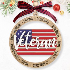 Veteran Ornament - Veteran Christmas Ornament, Army Ornament, Army Veteran Christmas Ornament - US Veteran Christmas Ornament - Military Veteran Ornaments - Veteran Gifts for Men - Wooden Ornament