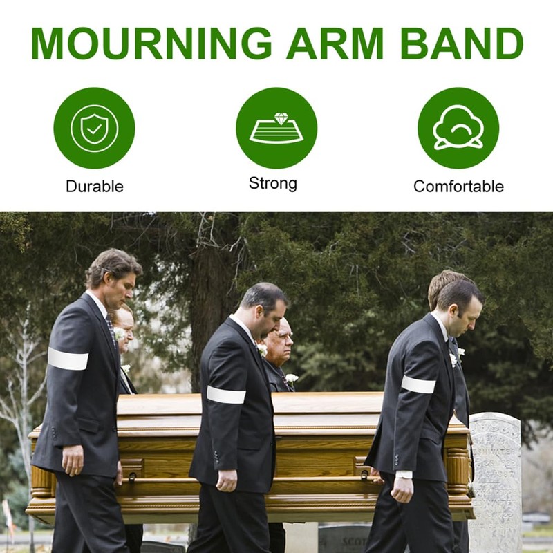 Jiakalamo 20pcs Mourning Arm Band, White Armbands Funeral Band Elastic
