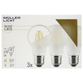 M??ller-Licht Mller-Licht Retro LED bulb shape replaces 40 W, glass, E27, 4 W, silver, 6 x 6 x 10.6 cm, 3 units, 400289_Set