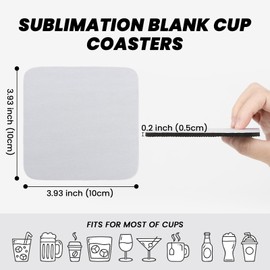 Aspire 50 PCS Sublimation Blank Cup Coasters, Neoprene Thick Square Drink Coasters for Heat Press DIY Crafts 3.93 Inch