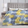 Abucaky Blue Yellow Navy Chrysanthemum Flowers Fleece Throw Blanket Ultra