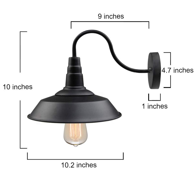 LNC Wall Sconce, 2 Packs Farmhouse Gooseneck Barn Light Fixture