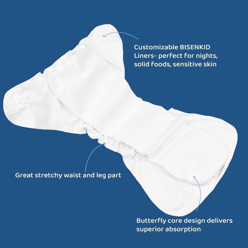 BISENKID Organic Cotton Cloth Diaper Inner - Super Absorbent and
