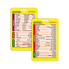 Silver Maple Leaf Vertical Lab Value Card for Nurses and Nursing Students - Two Sided Cheat Chart Reference Card - Medical Data Card for Lab Ranges in Healthy Adults