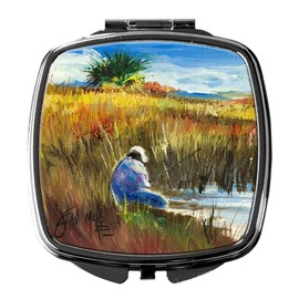 Caroline's Treasures JMK1274SCM Fishing on the bank Compact Mirror Decorative Travel Makeup Mirror for Women Girls Gifts Pocket Makeup Mirror Folding Handheld