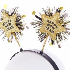 AVMBC Happy New Year Headband Tiara 2024 New Year Eve Hair Hoop Headdress Hair Accessories Holiday Party Supplies Favors