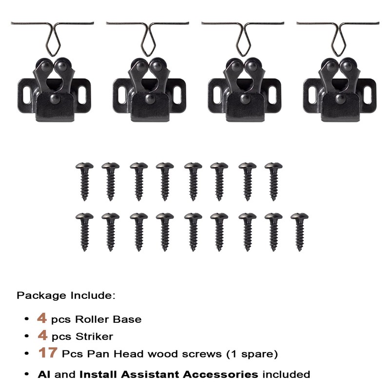 Keenkee 4 PCS Cabinet Latch Double Roller Catch Hardware for