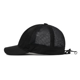 Clakllie Breathable Mesh Baseball Cap Adjustable Quick-Drying Short Brim Cap UV Protection Outdoor Sports Caps Leisure Summer Hat Unstructured Dad Caps Snapback Cap for Running, ASB06-Black