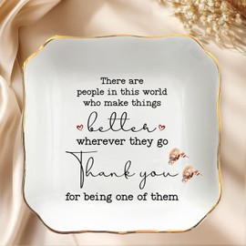 Svnntaa Thank You Gifts for Women, Ceramic Jewelry Dish Tray, Birthday Appreciation Inspirational Gifts for Women Coworker Teacher Friends Employee