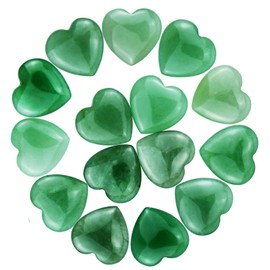 Marrywindix 15 Packs 0.8 Inch Healing Crystal Natural Green Aventurine Heart Love Carved Palm Worry Stone Chakra Reiki Balancing