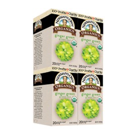 Newman's Own Organic Ginger Green Tea Green Tea with 20 Individually Wrapped Tea Bags Per Box (Pack of 4) USDA Certified Contains Caffeine Brew Hot