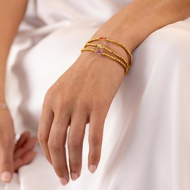 Mint & Lily Gold Beaded Birthstone Bracelet (January Garnet, 7")