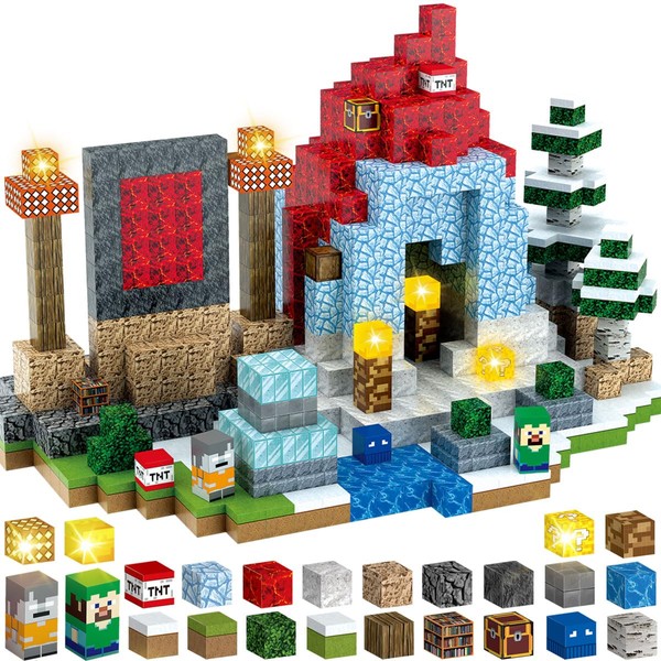 YISIMIN 100PCS 1" Light Up Magnetic Blocks Building Set, Building