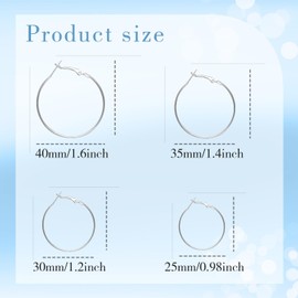 FANMAOUS Hoop Earring Findings Stainless Steel Earrings Beading Round Earrings Hypoallergenic Hoop Earrings Open Beading Hoop for Jewelry Making DIY Crafts Art Creation (25/30/35/40mm)