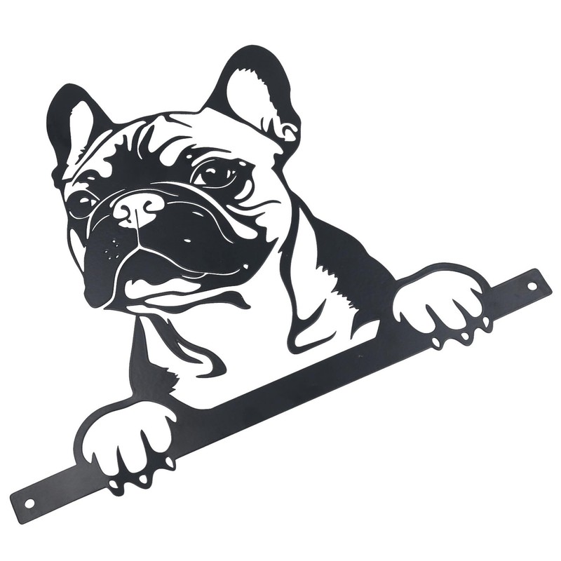 AB Tools Black Metal Peeking Frenchie Silhouette with Fixing Plate