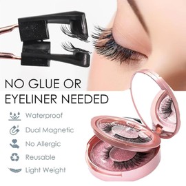 Qsrsjcq Dalarey Magnetic Lashes with Applicator Magnetic Eyelashes Natural Look Clear Band Wispy Reusable Magnetic Eyelashes No Glue Needed Magnetic Lashes Without Eyeliner False Eyelashes (2pcs-A)