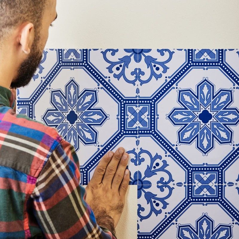 Poromoro Portuguese Spanish Azulejo Tile Stickers Peel and Stick Kitchen