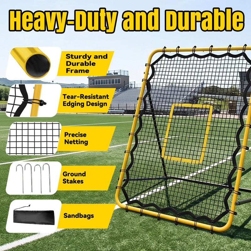 3.7 x 4.8FT Soccer Baseball Rebounder Net, Softball Lacrosse Pitch