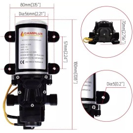 CAMPLUX Water Pump 1.6GPM/3.3GPM 12V DC Diaphragm Self-Priming RV Motorhome Boat - 1.6 GPM Water Pump