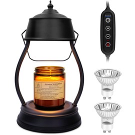 YULOFMVE Candle Warmer Lamp, Dimmable Candle Warmer Lantern with Timer, Birthday Gifts for Women Mom, Dad and Fathers, House Warming Gifts, Black Large Lantern Candle Lamp for New Home Bedroom Decor