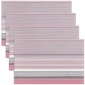 45X30cm Pink Grey Striped Table Mats Placemat Patchwork Striped Placemats Set of 4 Geometric Placemats for Dining Table Indoor Outdoor Kitchen Geometry Modern Decor Table Place Mats