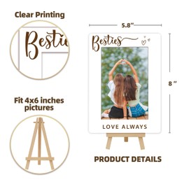 DETIHO 4x6 Photo Frame, Small Wooden Picture Frame with Easel Stand, Besties Love Always Frame Friendship Gifts for Home Decor Tabletop Display, Vertical-A19