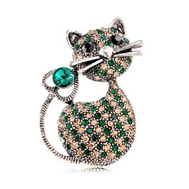 Dainty Cat Brooch Pin Sweater Shawl Clip Pin Rhinestone Cubic Zirconia Animal Pet Decoration Collar Brooches Pin for Women Girls Lapel Scarves Dress Suit Backpacks Cute Jewelry Gifts