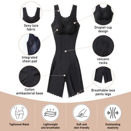 Louis Donné Shapewear Women's Tummy Control Bodysuit, Figure-Shaping Bodysuits, Seamless Body Shaper, Elasticity, black