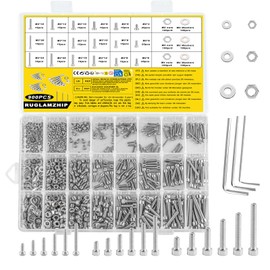 900 Pcs M2 M3 M4 Bolts and Nuts Set, Assorted Nuts and Bolts Set, Stainless Steel Hex Socket Button Head Screws and Washers, Hex Socket Head Cap Screws, Bike Machine screw Assortment, with Wrench