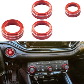 CIMOF Air Conditioning Knob Cover for Dodge Durango Accessories 2021-2023 2024 2025, Headlight Switch Trim, AC Climate Control Knob Cap, Volume Control Knob, Start Stop Buttton Cover (6pcs, Red)