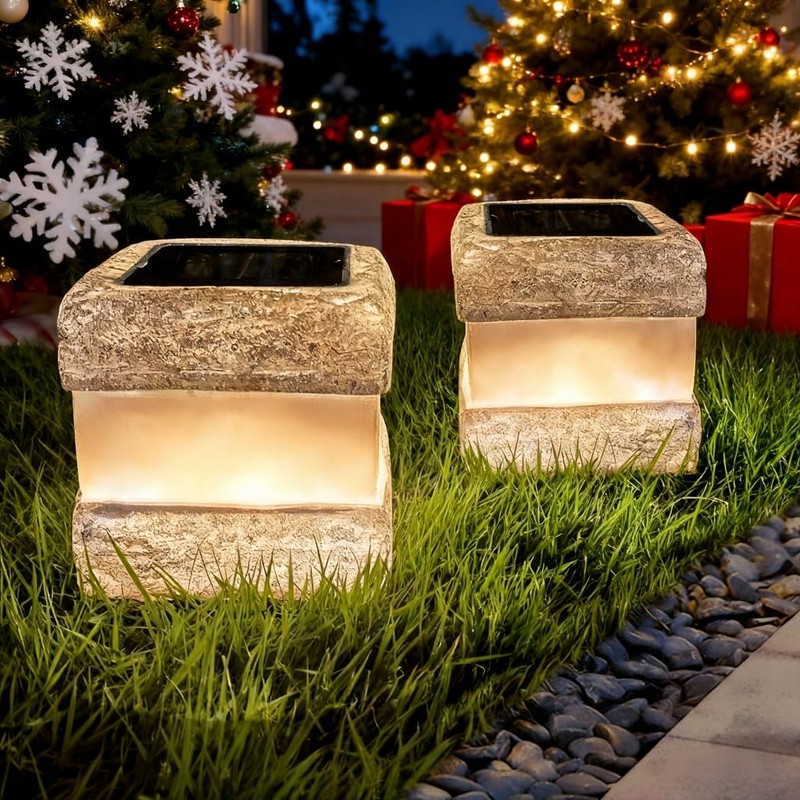Larekook 2 Pack Solar Rock Lights Outdoor Halloween Decorations,Solar Lights