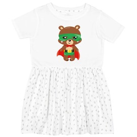 inktastic Superhero Bear, Cute Bear, Brown Bear, Mask, Cape Toddler Dress 3T White with Speckles 44677