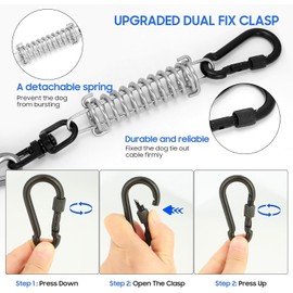 Pet Tie Out Cable for Dogs, Dog Tie Out Cable, Dog Runner Cable with Swivel Hook and Shock Spring, Dog Leash Run Tether for Yard Outdoor and Camping (Emerald Green, 3 Meters * 5MM)