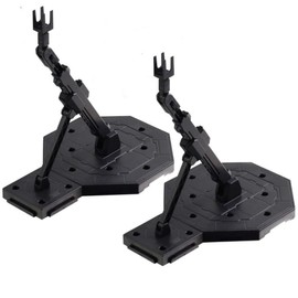 Bioristar HG RG Hobby Action Base Gundam Model Stand Hobby Display Stand Compatible with HG MG BB 1/144 1/100 Pack of 2 (Black)