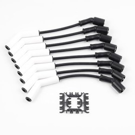 Dasbecan 9070C Cable de bujía Extreme 9000 - Bota de cerámica compatible con motores GM LS3 LS4 LS7 (negro, blanco, 8 unidades)