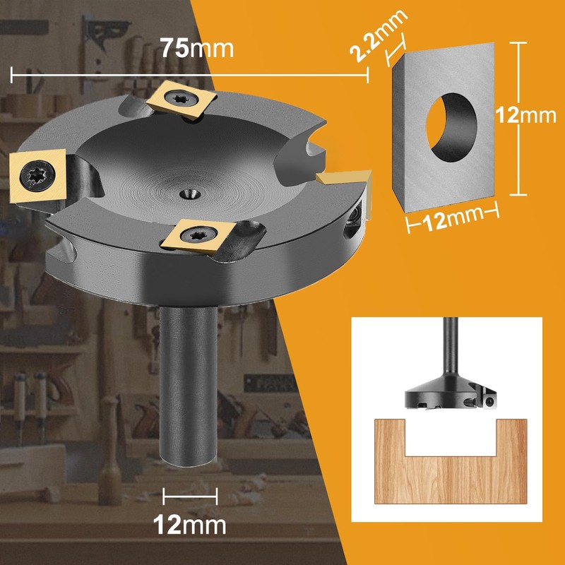 SpeTool Face Milling Cutter 12 mm Shank 75 mm Cutting