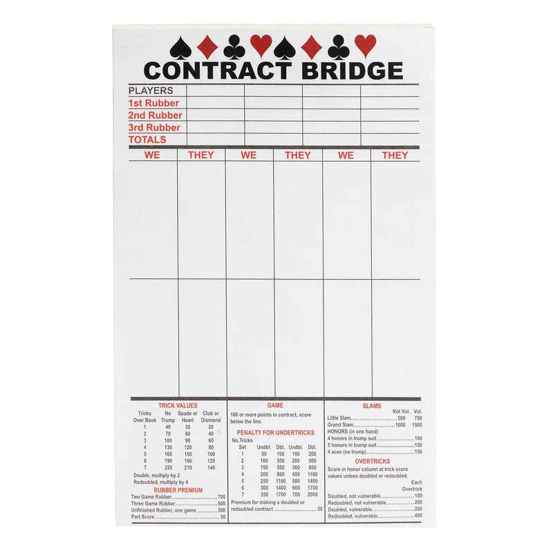 Best Paper Greetings Contract Bridge Score Pads with Scoring Rules