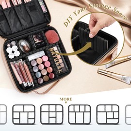 Cosmetic Bag Travel Make Up Bag Makeup Bag Organiser Make Up Bag Cosmetic Case Cosmetic Storage Bag for Women, Rose-Gold